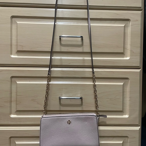 Tory Burch Carter convertible pebbled leather neutral pink wallet crossbody bag - Picture 3 of 5